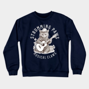 cat playing a guitar Crewneck Sweatshirt